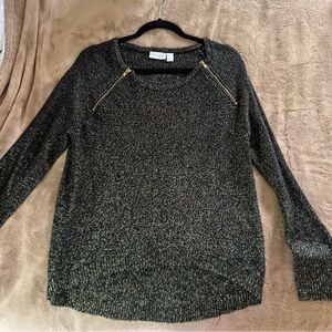 Elegant Black Sweater with Gold Accents